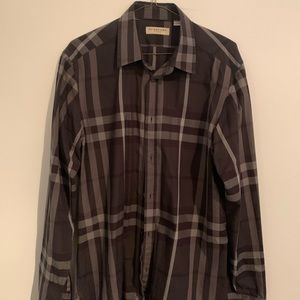 Black and Grey Plaid Burberry Dress Shirt